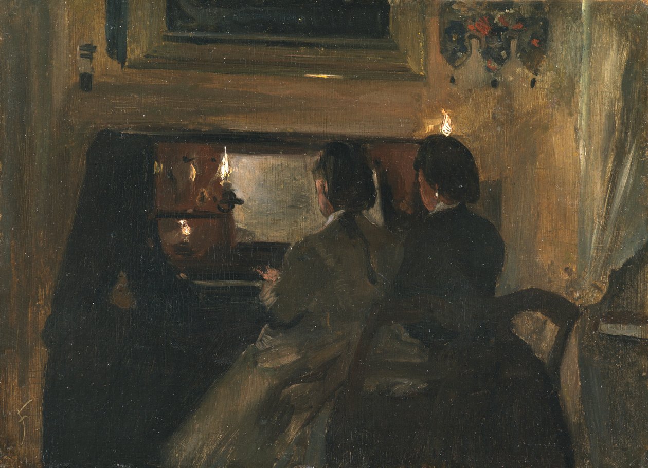 Duetten (olja på papper på papp) av Samuel Luke Fildes
