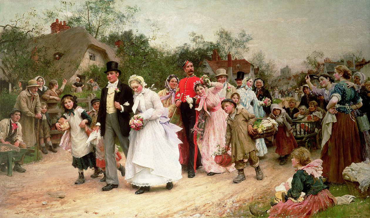 Byns bröllop, 1883 av Samuel Luke Fildes