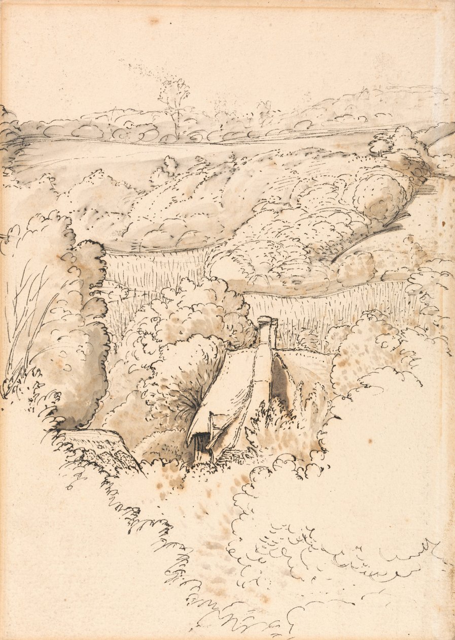 En stuga bland träd, Shoreham av Samuel Palmer