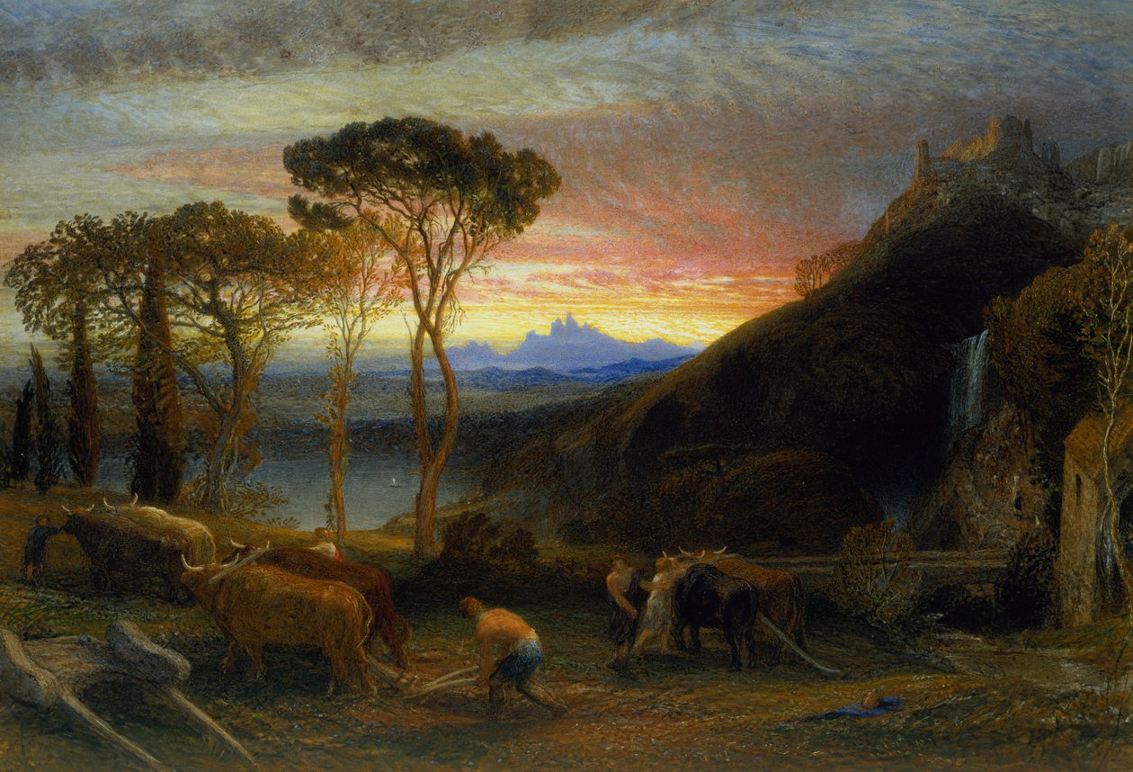 Illustration till Miltons Lycidas (wc och gouache på papper) av Samuel Palmer