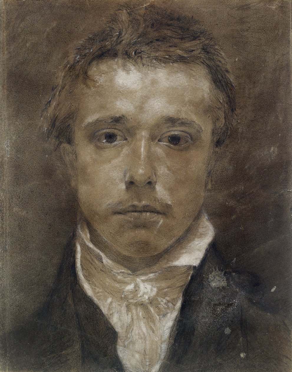 Självporträtt, ca 1824 (svart krita, förstärkt med vitt, på buffpapper) av Samuel Palmer