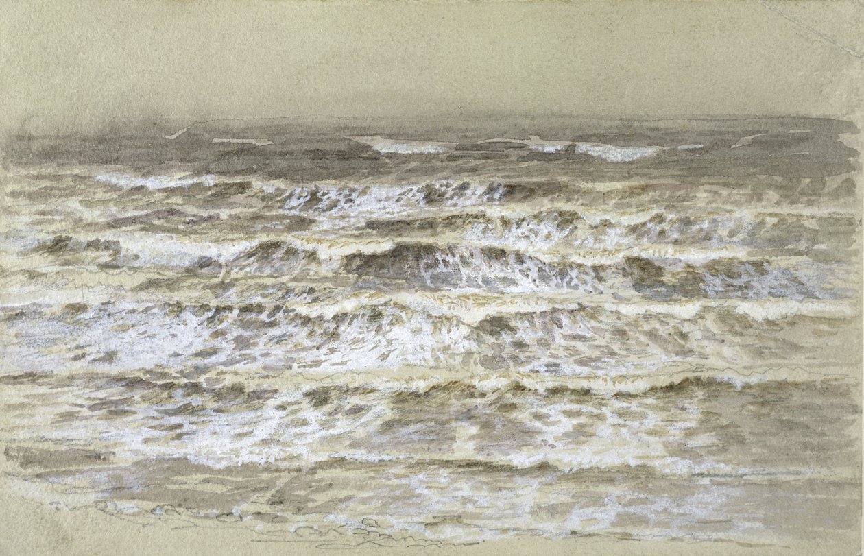 Study of Waves (grå och brun tvätt, gouache och grafit på papper) av Samuel Palmer
