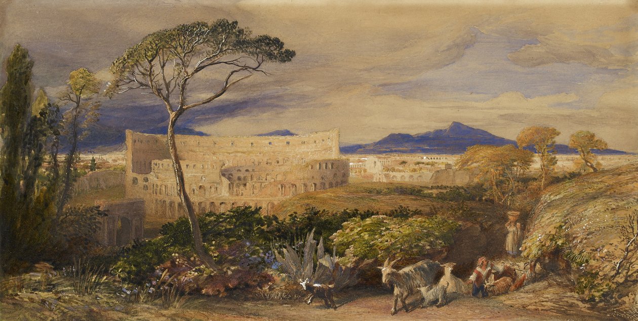 Colosseum och Alban Mount (wc och gouache över penna, krita och bläck) av Samuel Palmer