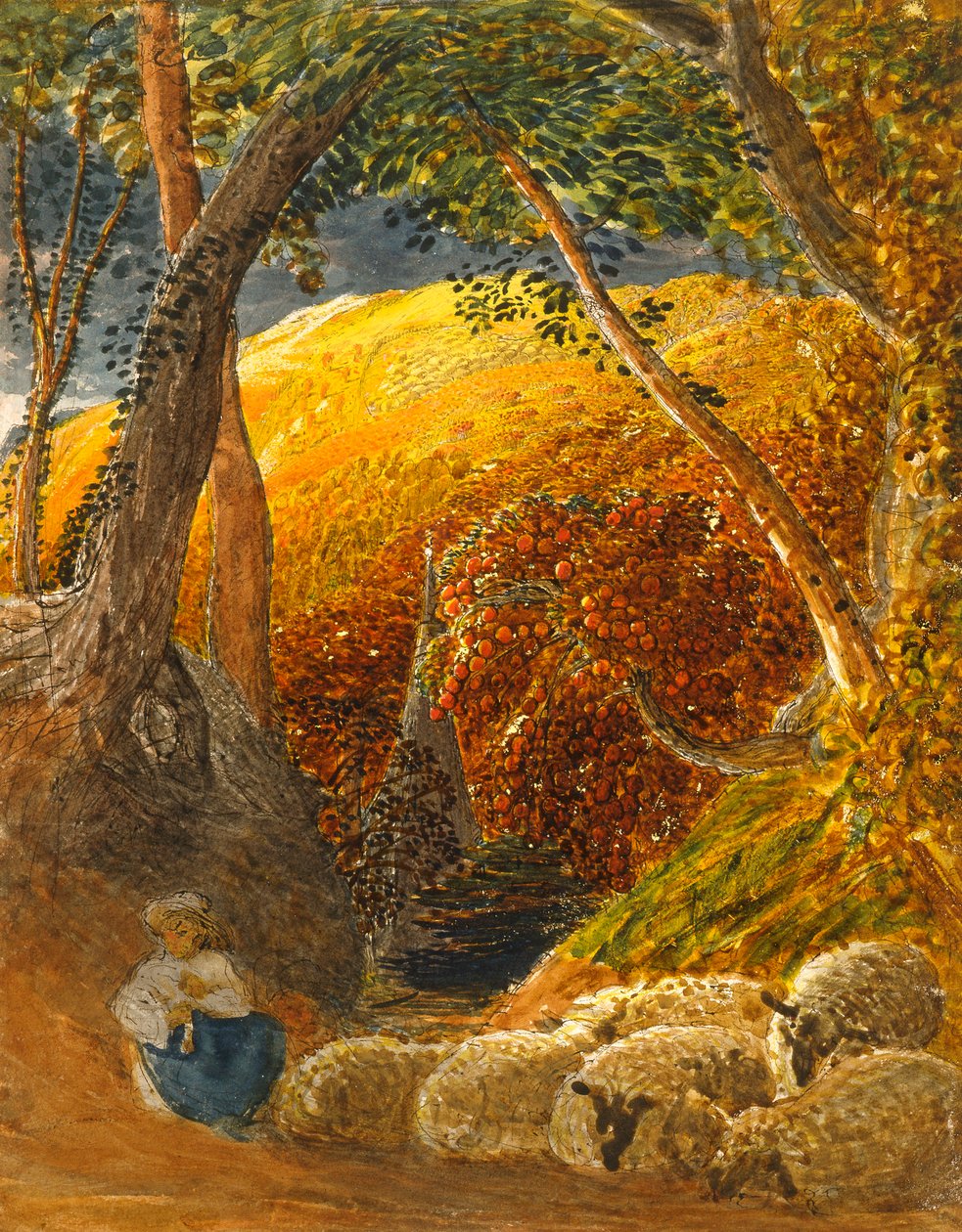 The Magic Apple Tree (indisk bläck och wc) av Samuel Palmer