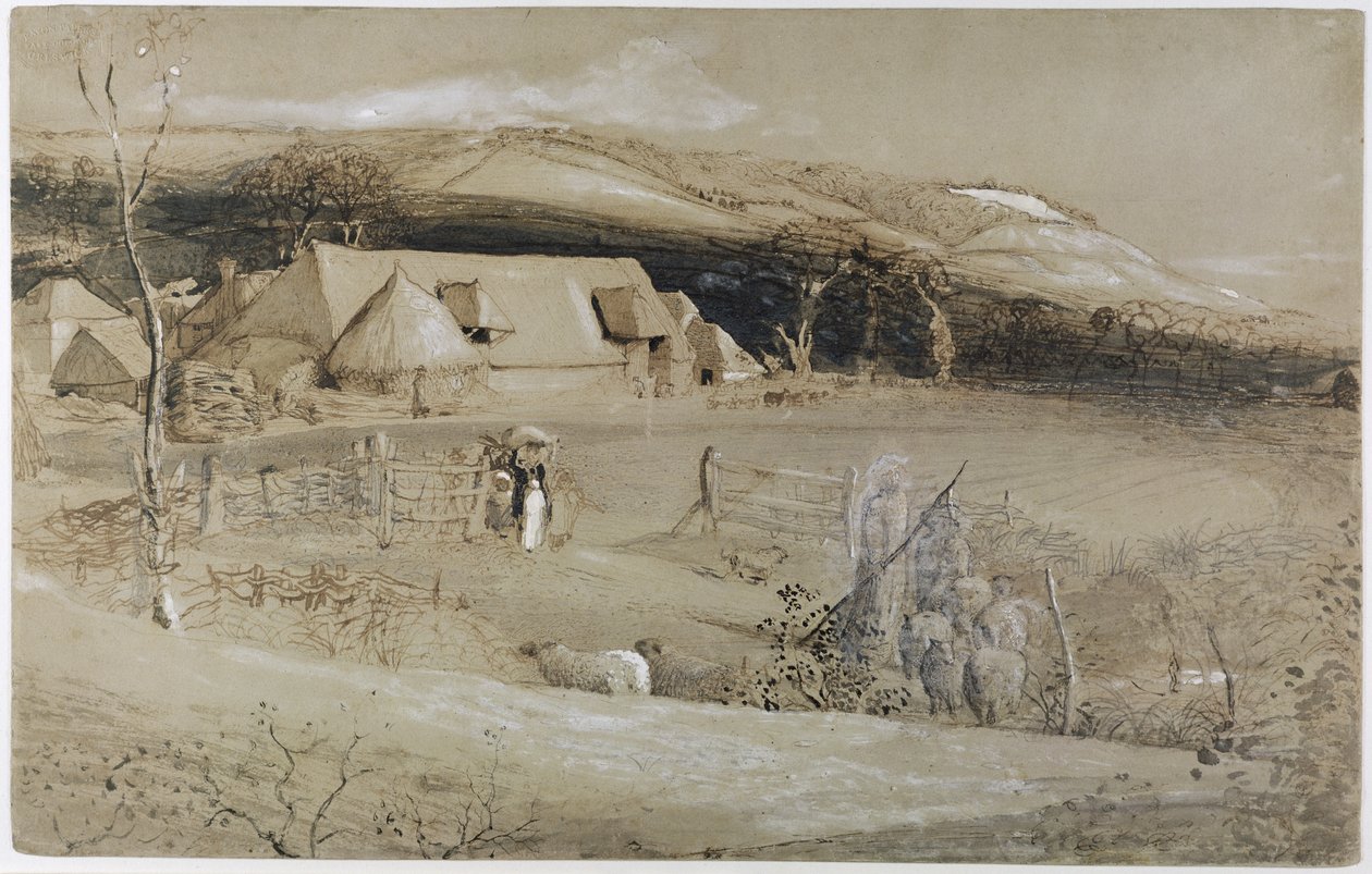 The Valley of Vision (pensel, tusch, färg och grafit på papper) av Samuel Palmer
