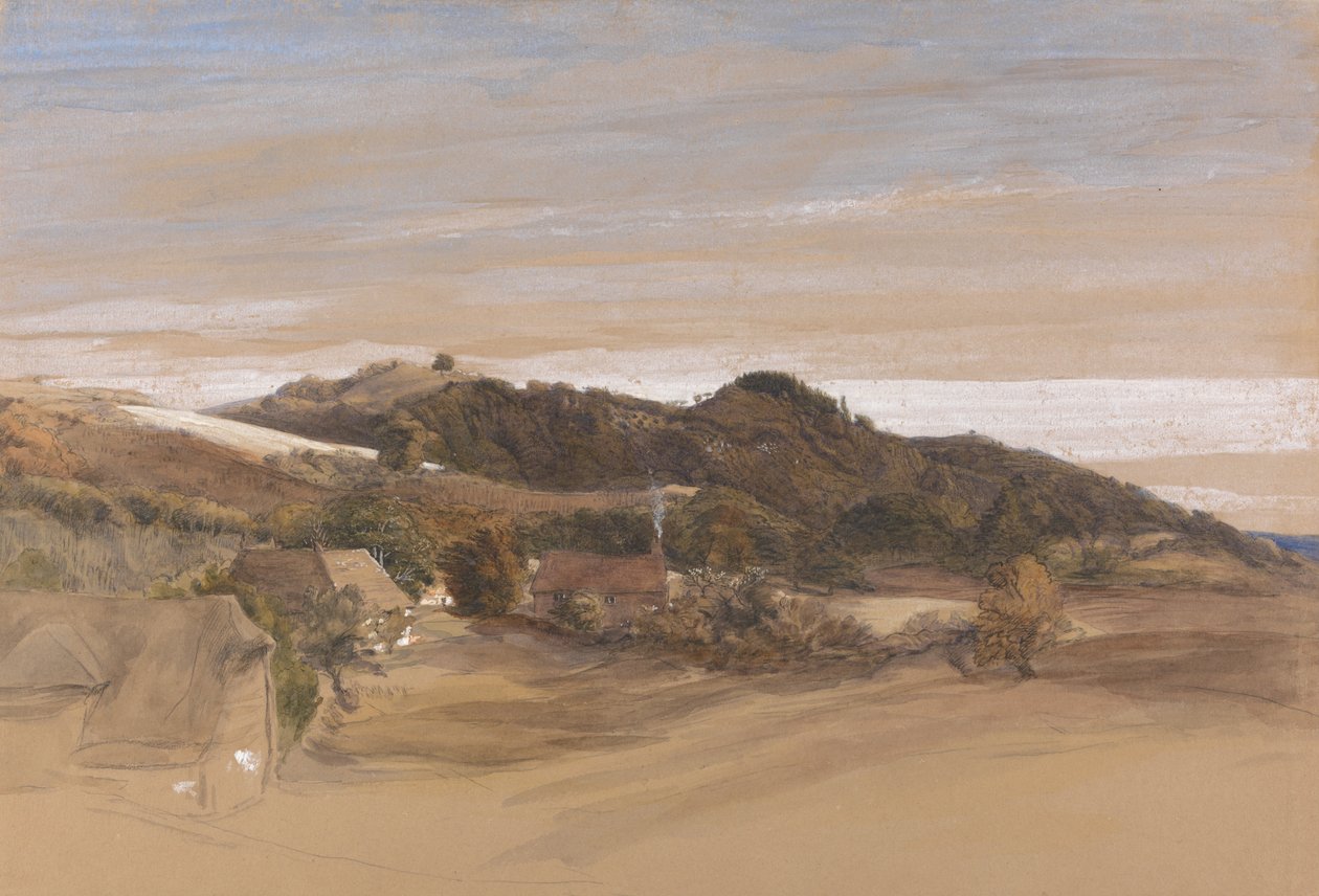 Underriver Hills, near Sevenoaks, Kent, from the Grounds of J. Herries, Esq. av Samuel Palmer