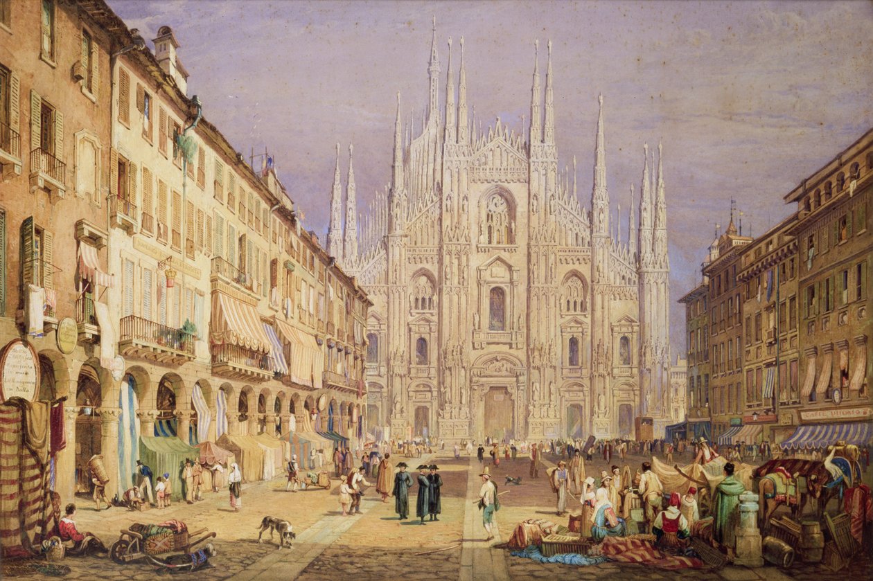 Milano, katedraltorget av Samuel Prout
