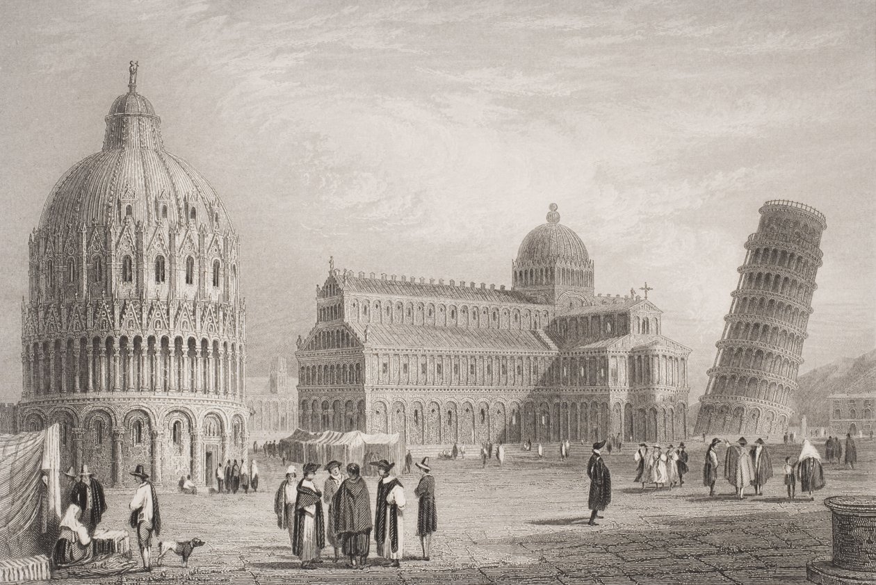 Pisa, graverad av William Finden (1787-1852) av Samuel Prout