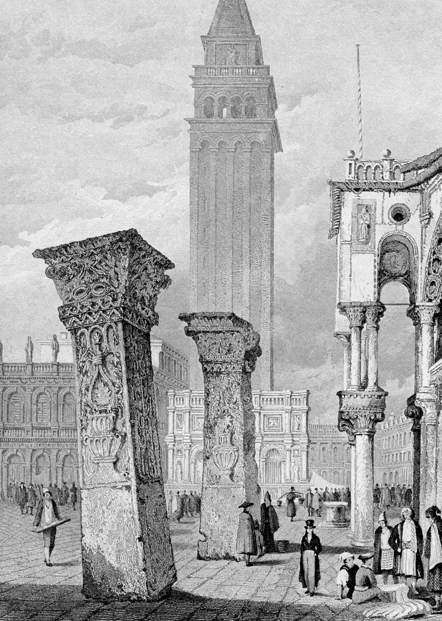 Markuspladsen, Venedig, graveret af Edward John Roberts swed av Samuel Prout