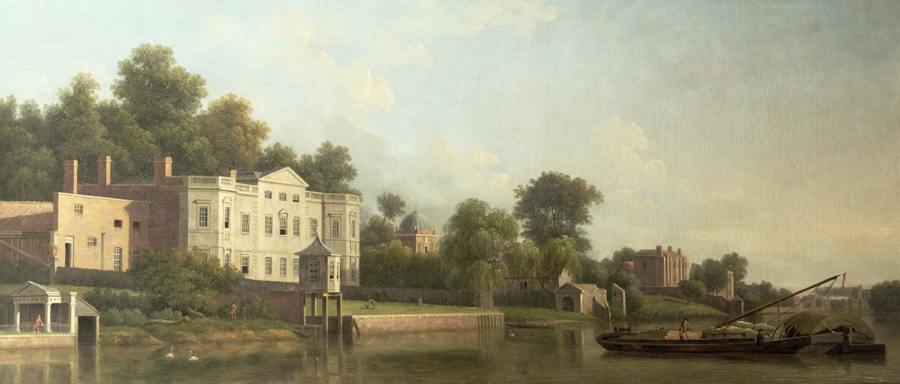 Utsikt över Popes Villa vid Themsen vid Twickenham av Samuel Scott
