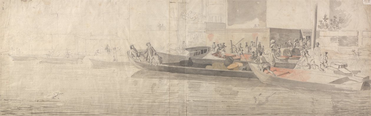 Figures and Boats on the Thames av Samuel Scott