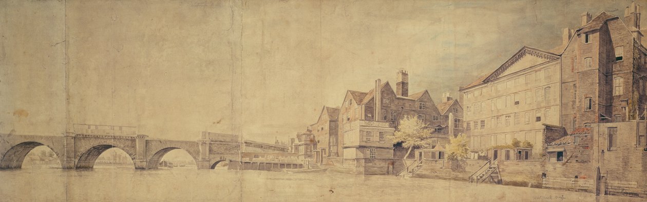 Utsikt över Westminster Bridge (wc på papper) av Samuel Scott
