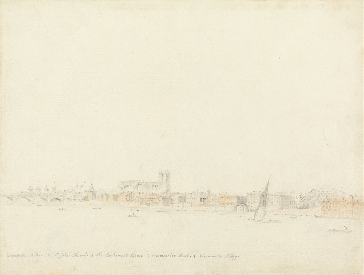 Westminster Abbey and Bridge from Somerset Garden av Samuel Scott