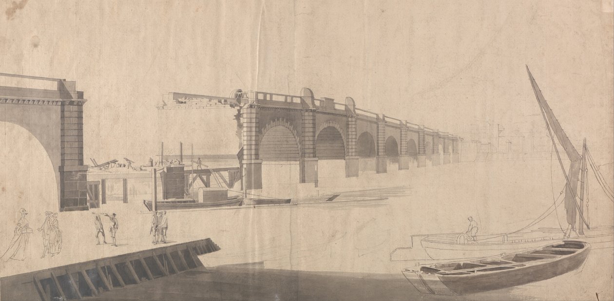 Westminster Bridge under Construction av Samuel Scott