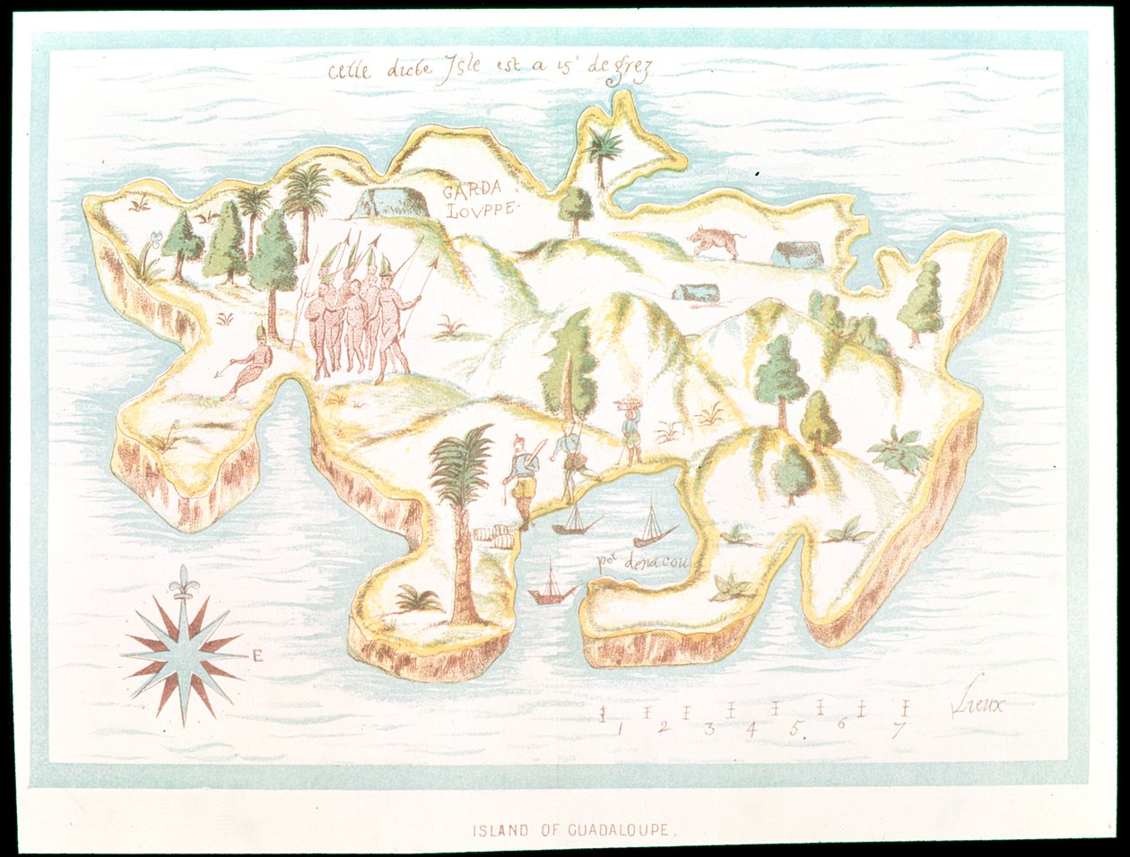 Karta över ön Martinique, 1599 av Samuel de Champlain