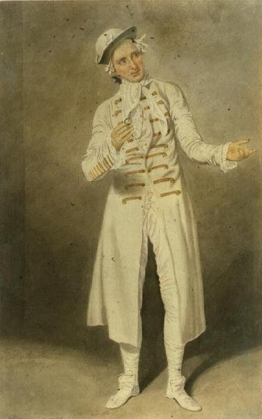 William Farren (1786-1861) som Lord Ogleby i The Clandestine Marriage av David Garrick och George Coleman the Elder på Covent Garden Theatre, 1818 (wc på papper) av Samuel de Wilde
