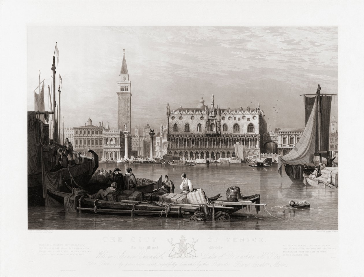 Dogepalatset och Markusplatsen, Venedig av Samuel (after) Prout