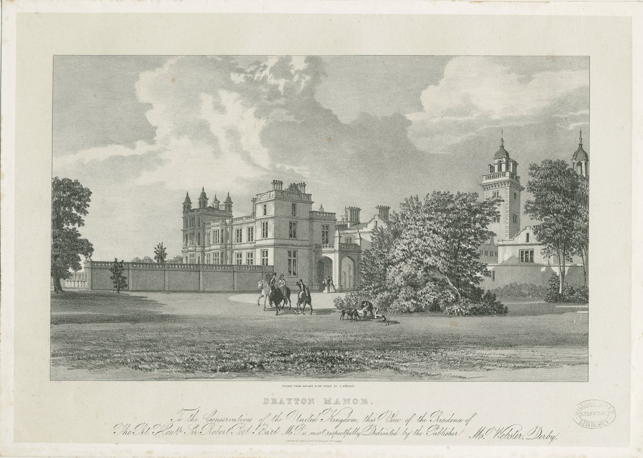 Drayton Bassett - "Drayton Manor": litografi och [? 1800-talet] av Samuel A. Rayner