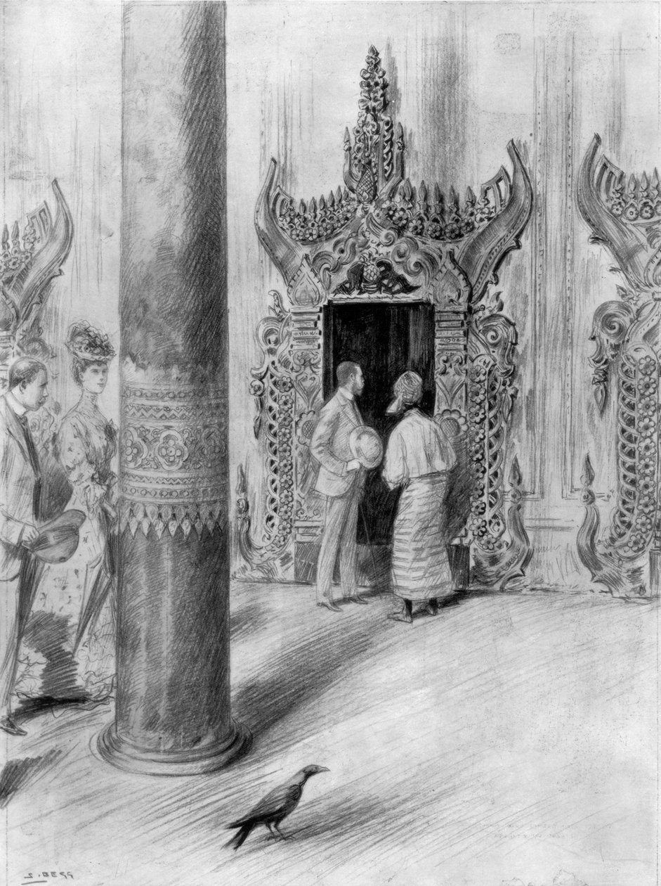 Prinsen och prinsessan av Wales i King Theebaws palats, Mandalay, Burma, 1906 av Samuel Begg