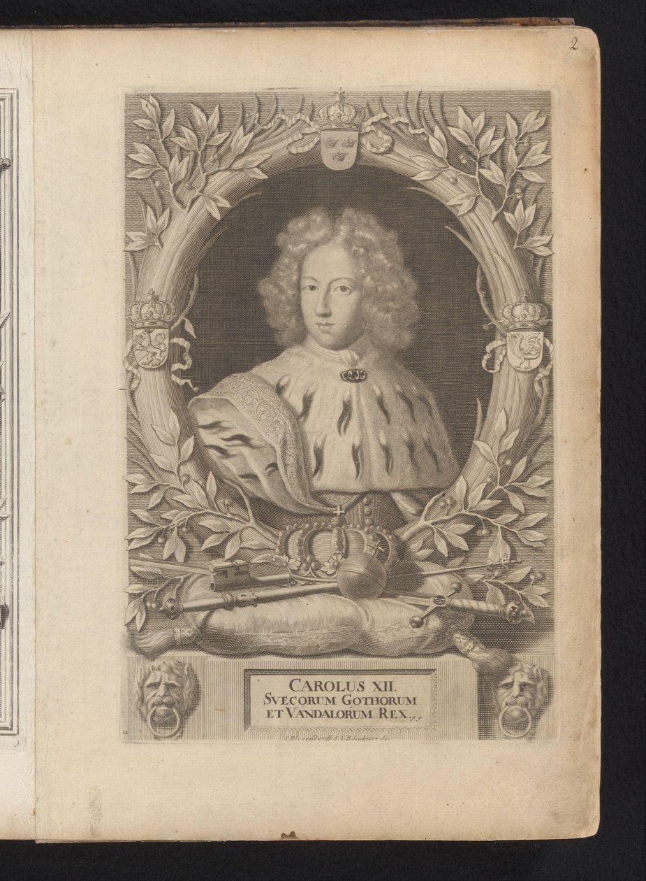 Porträtt av Karel XII van Zweden Karl XII, kung av de svenska goterna och vandalerna (titel på föremålet) Sverige Ancient and Modern (serietitel) av Samuel Blesendorf