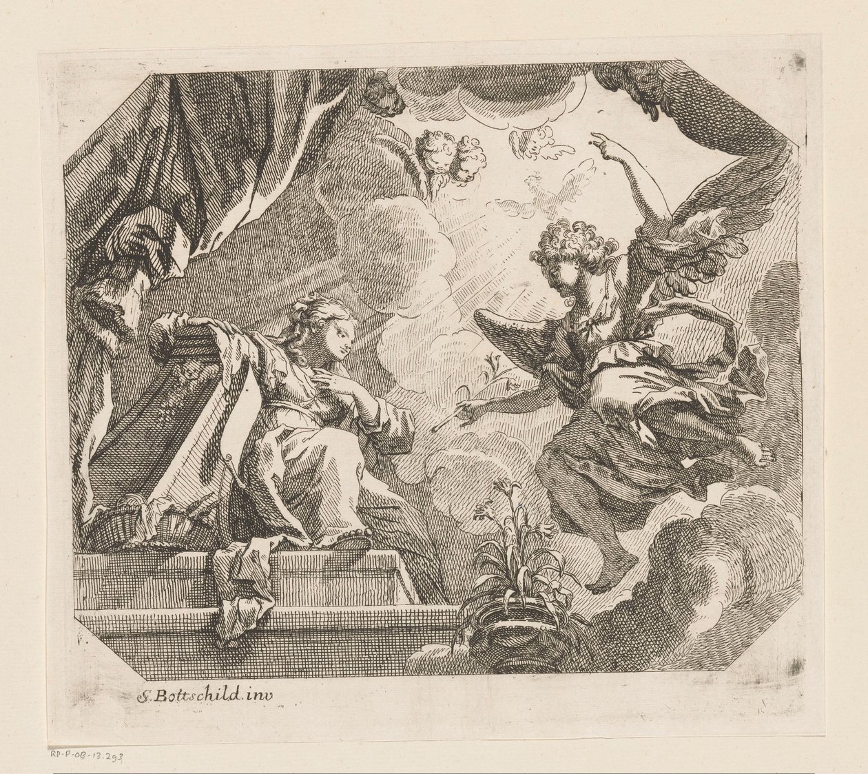 Bebådelse till Maria Olika mönster (serietitel) Opera Varia Historica, Poetica & Iconologica (serietitel) av Samuel Bottschild