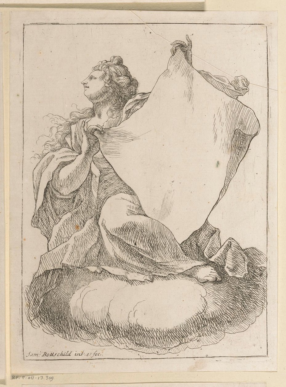 Kvinna med en trasa i händerna Olika mönster (serietitel) Opera Varia Historica, Poetica & Iconologica (serietitel) av Samuel Bottschild