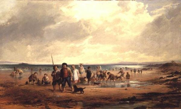Barn som leker på en strand av Samuel Bough