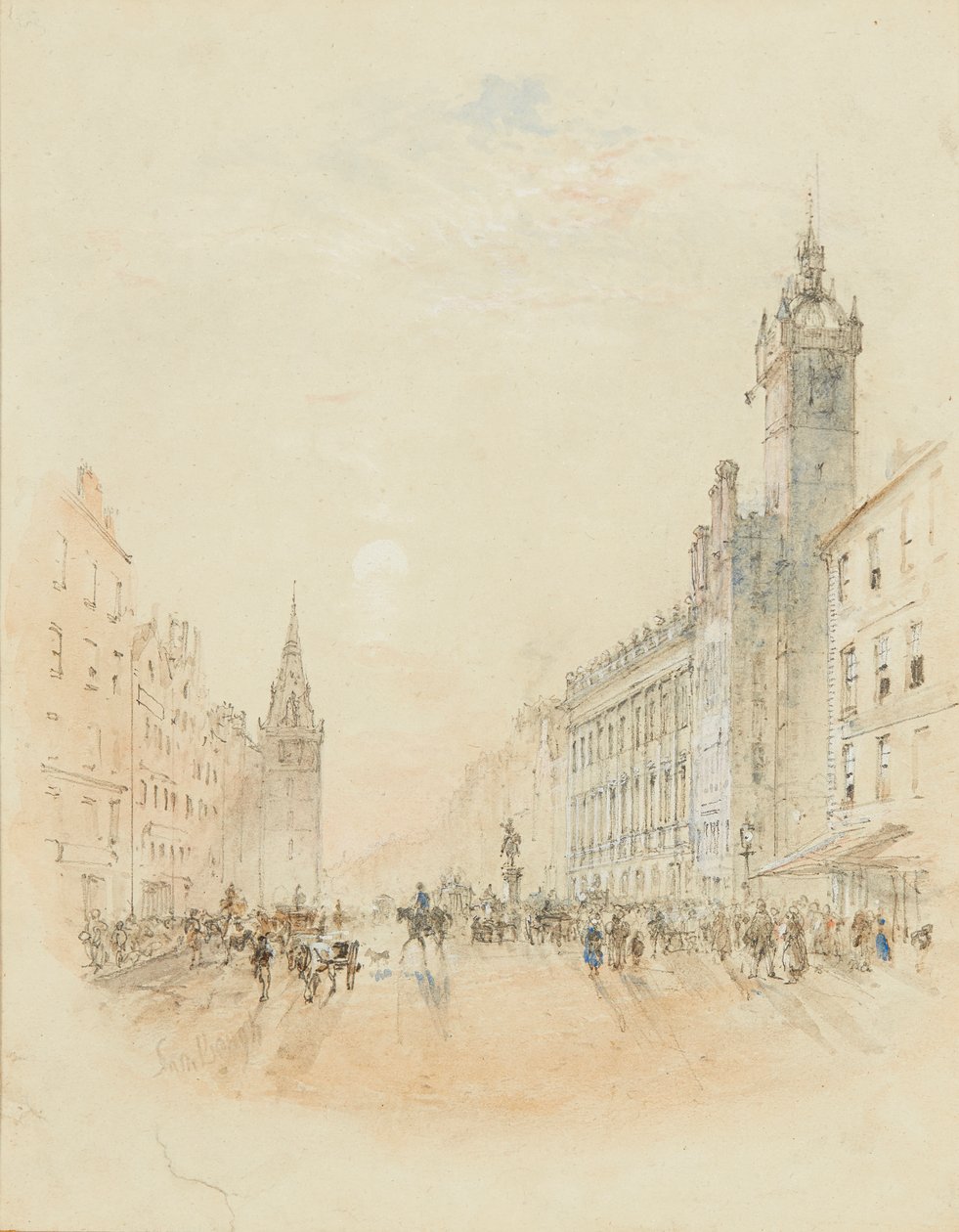Trongate, Glasgow (penna och akvarell) av Samuel Bough