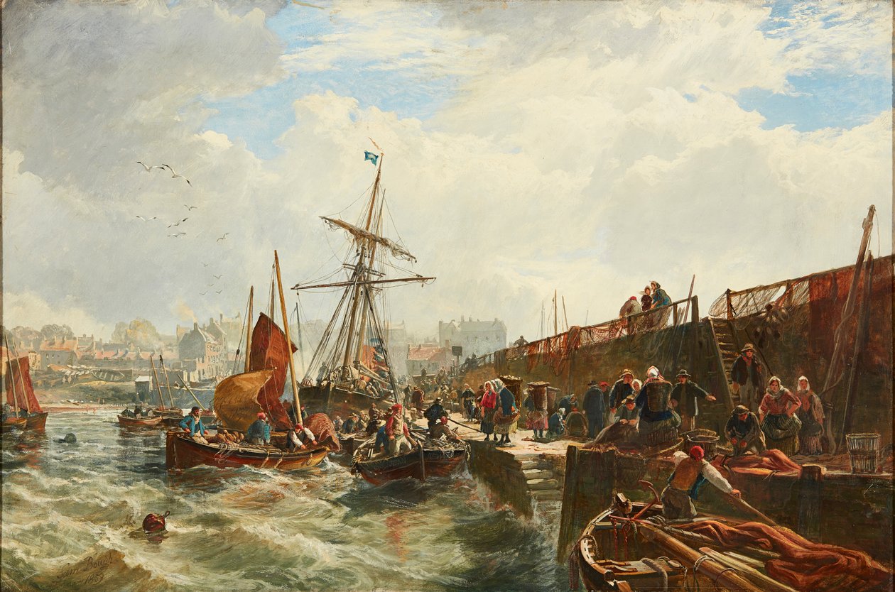 Lossar av fångsten, Newhaven av Samuel Bough