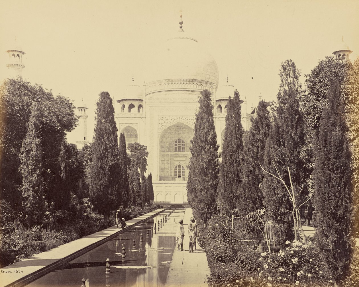 Agra; Taj, sedd från fontänen av Samuel Bourne