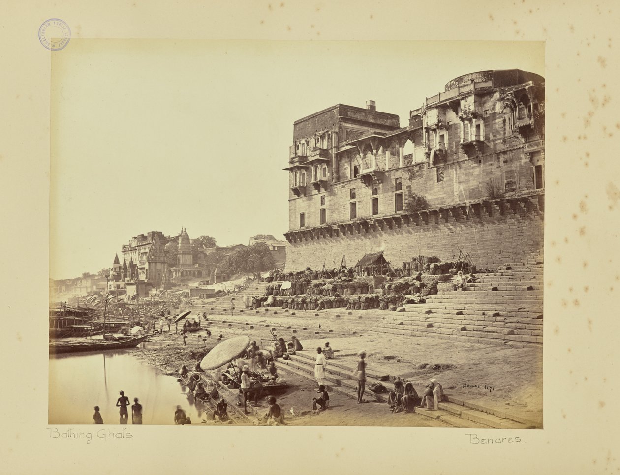 Benares - Raja Jai Singhs observatorium och Dasaswamedh Ghat av Samuel Bourne