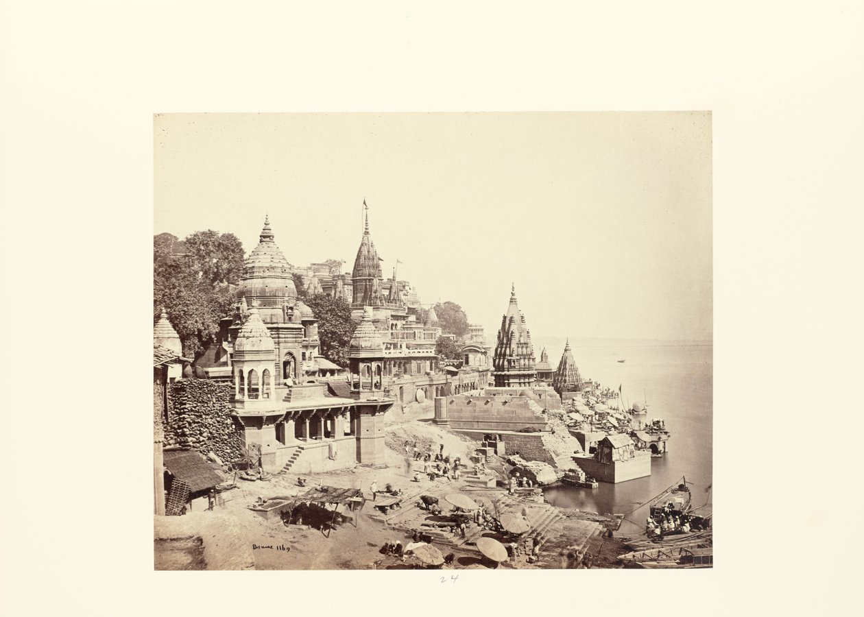 Benares; Den brinnande Ghat av Samuel Bourne