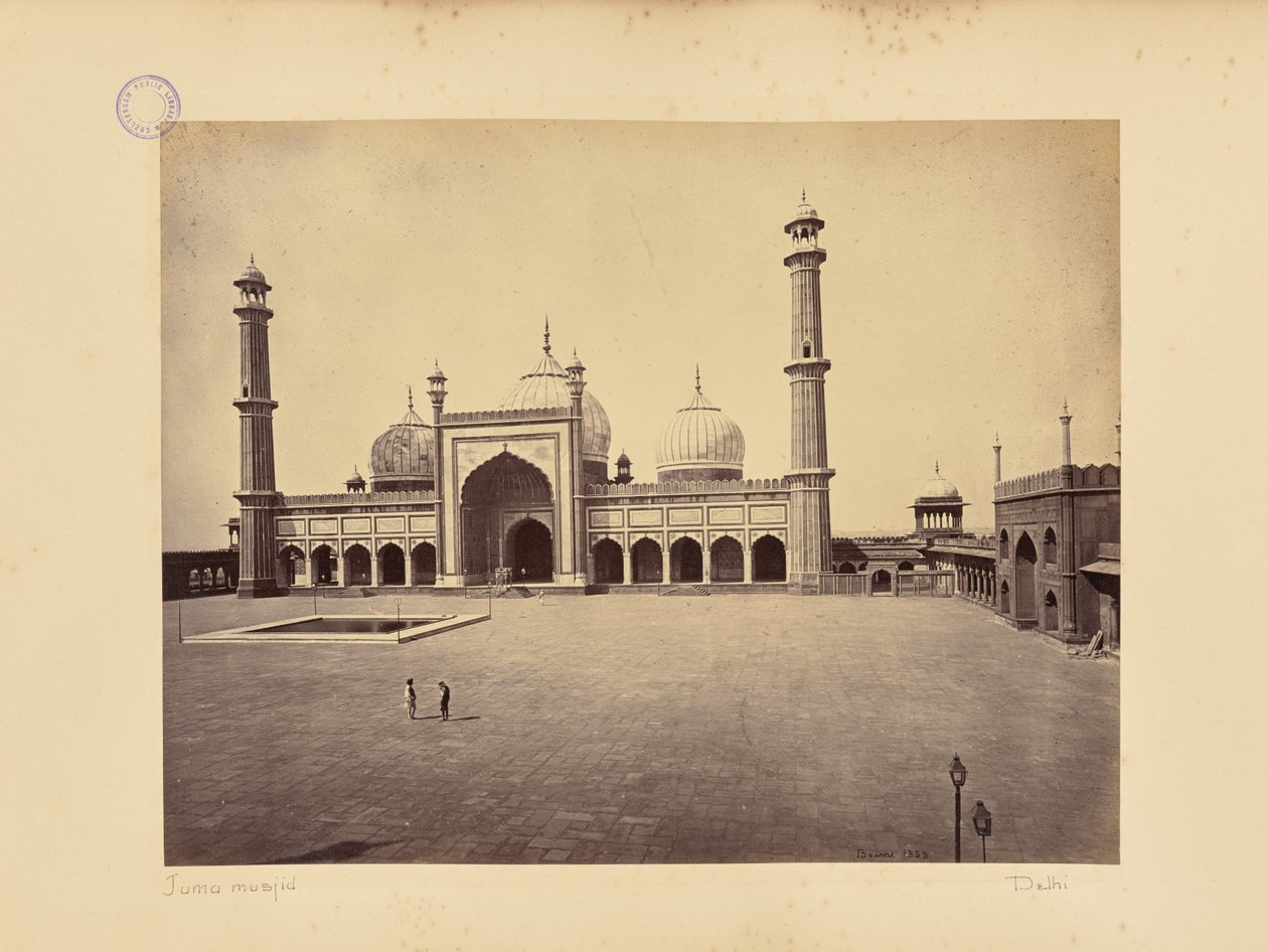 Delhi; Jumma Musjid, moskén och den fyrkantiga gården av Samuel Bourne