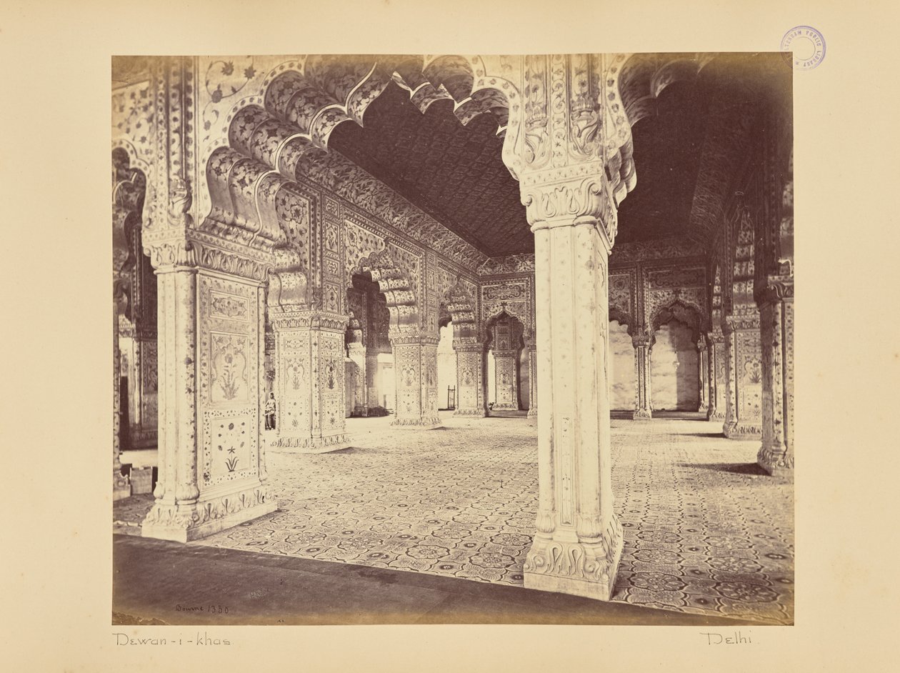 Delhi; palatset, interiör i Dewan-i-Kass av Samuel Bourne