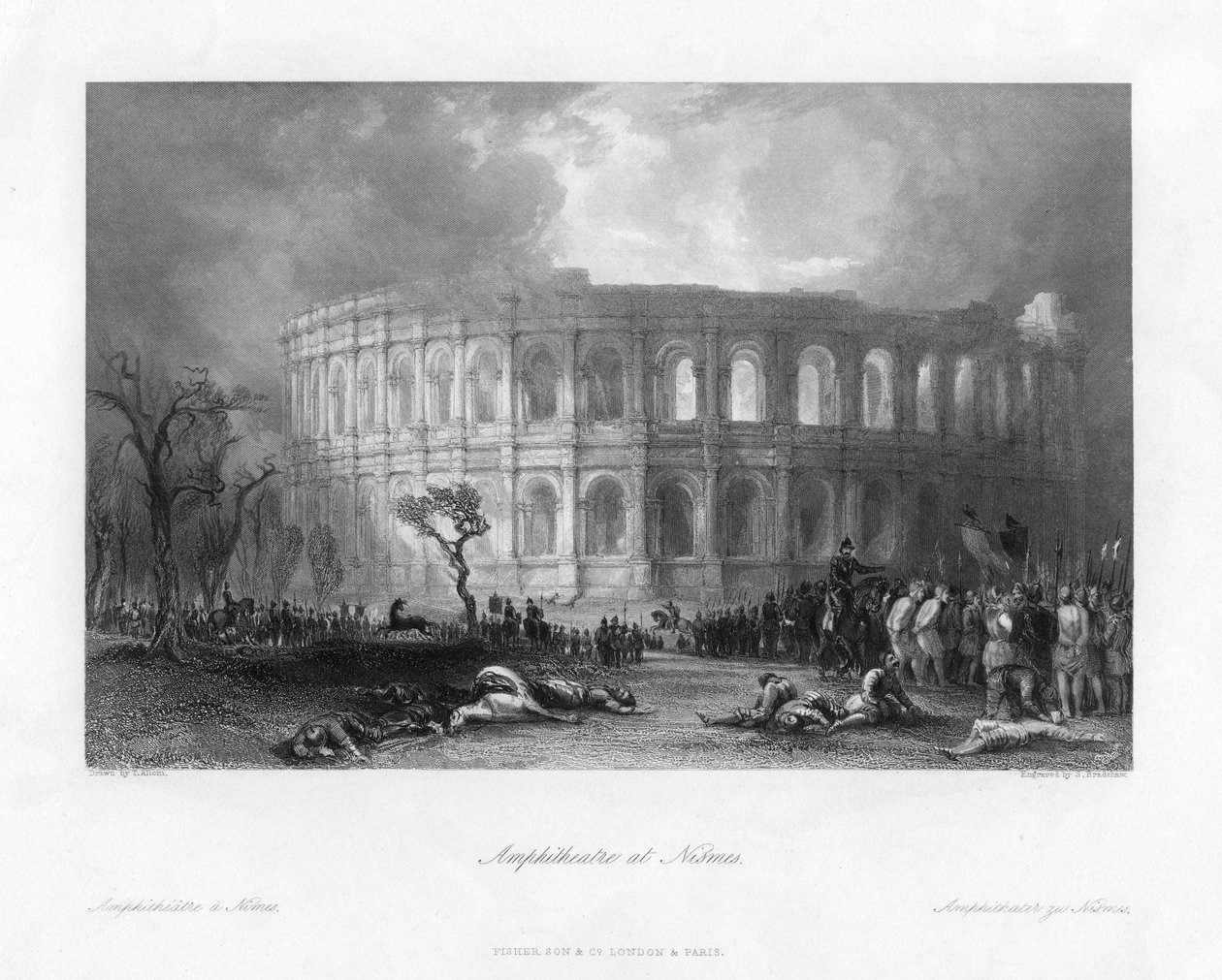 Amfiteatern i Nismes, Frankrike, 1800-talet av Samuel Bradshaw