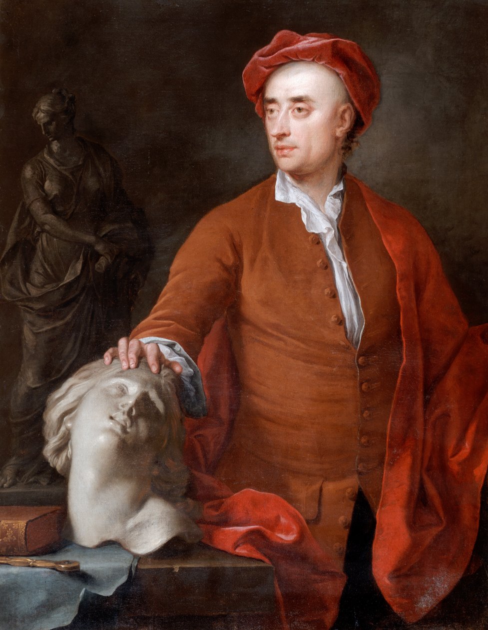 Porträtt av John Michael Rysbrack, förmodat, 1700-tal. av Samuel Buck