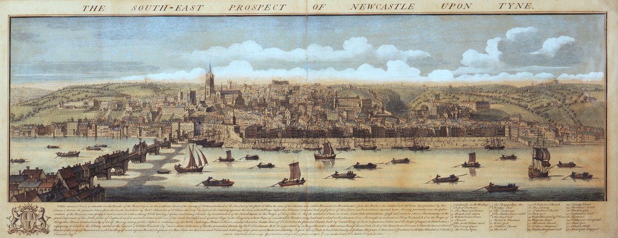 South East Prospect of Newcastle Upon Tyne av Samuel Buck