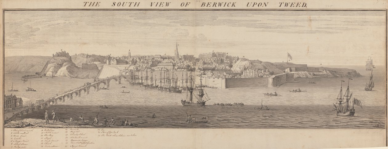 Södervyn av Berwick Upon Tweed av Samuel Buck
