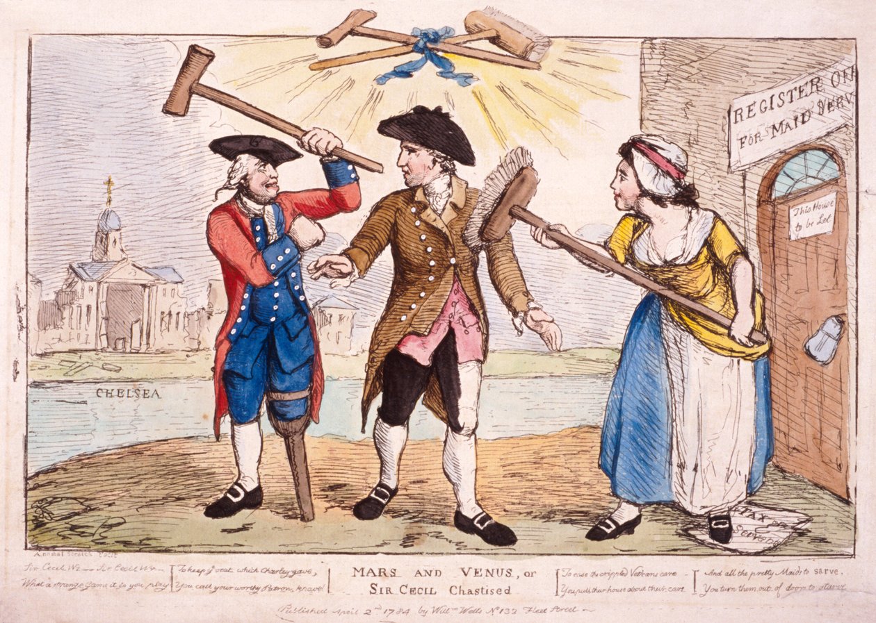 "Mars och Venus, eller Sir Cecil tuktas", 1784 av Samuel Collings
