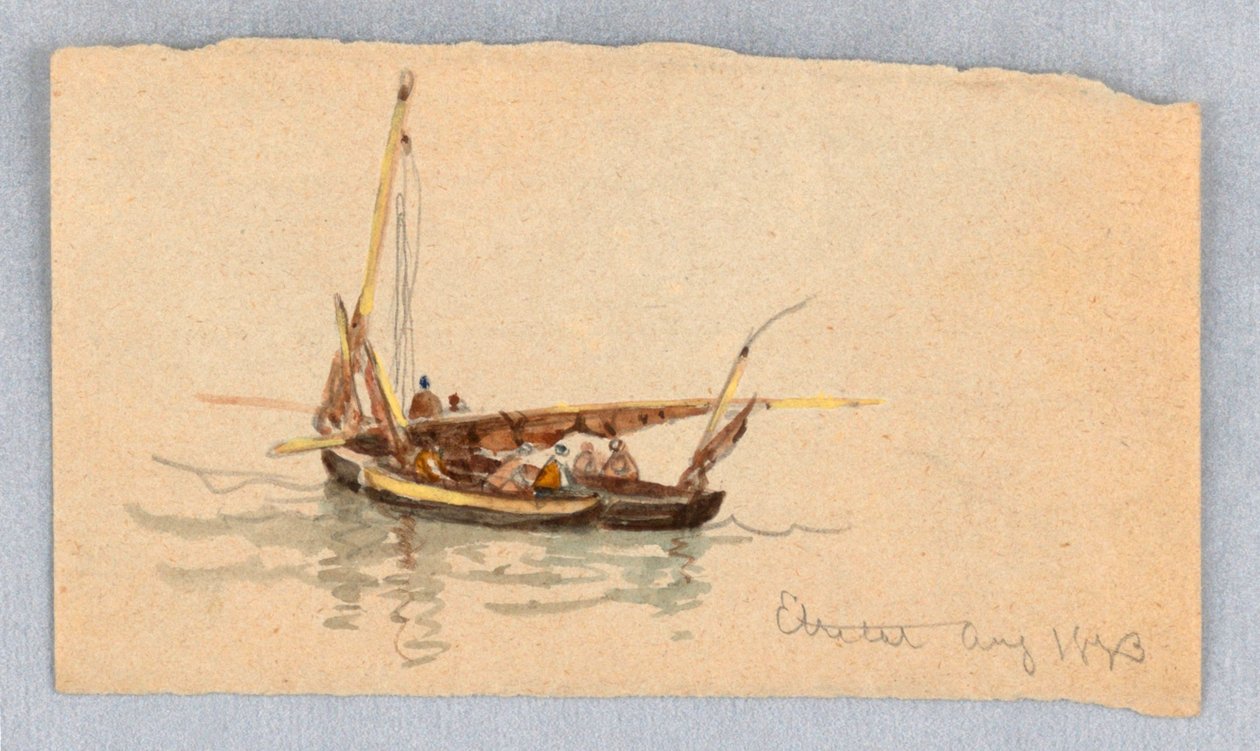 Båtar vid Étretat av Samuel Colman