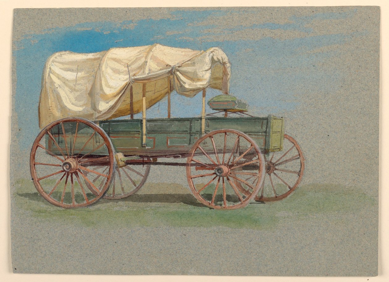 Teckning, En täckt vagn, 1870-80 av Samuel Colman