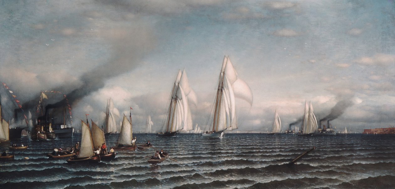 Avsluta det första internationella racet för Americas Cup, 8 augusti 1870, 1870. av Samuel Colman