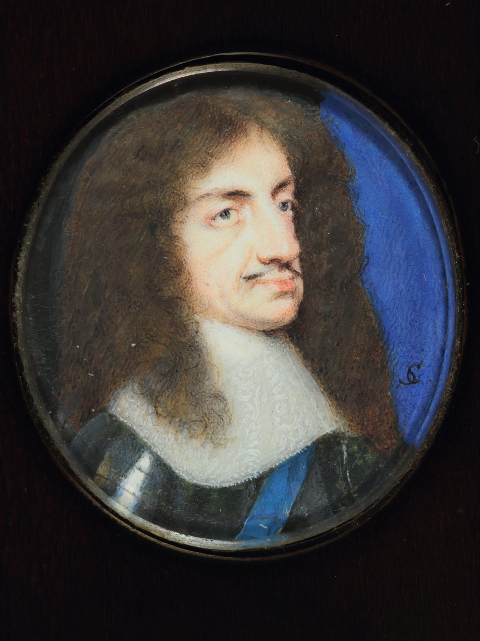 Karl II (akvarell på veläng) av Samuel Cooper