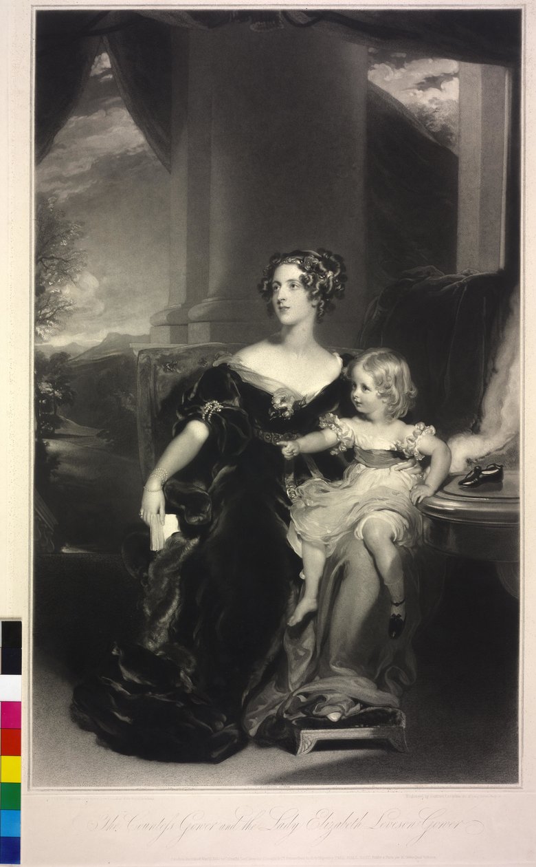 Lady Harriet Elizabeth Georgiana Howard och hennes dotter Lady Elizabeth Georgiana Leveson-Gower av Samuel Cousins