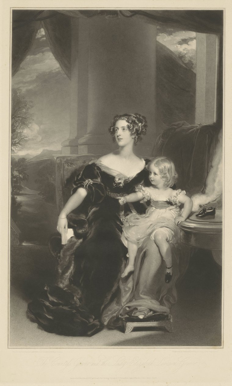 Porträtt av Harriet, grevinnan Gower och hennes dotter av Samuel Cousins