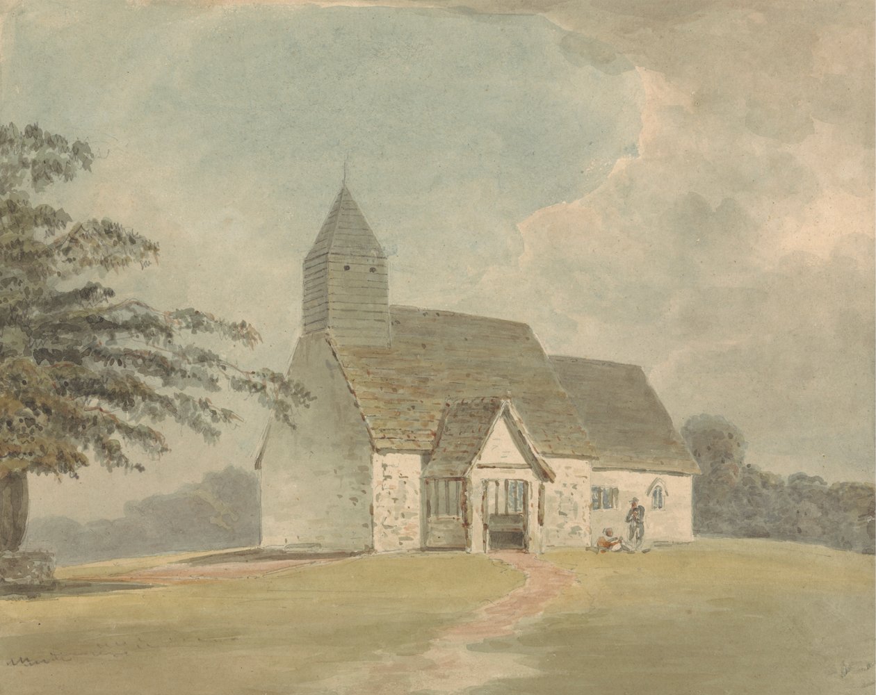 Kyrka med träklockstapel - en av tre versioner av Samuel Davis