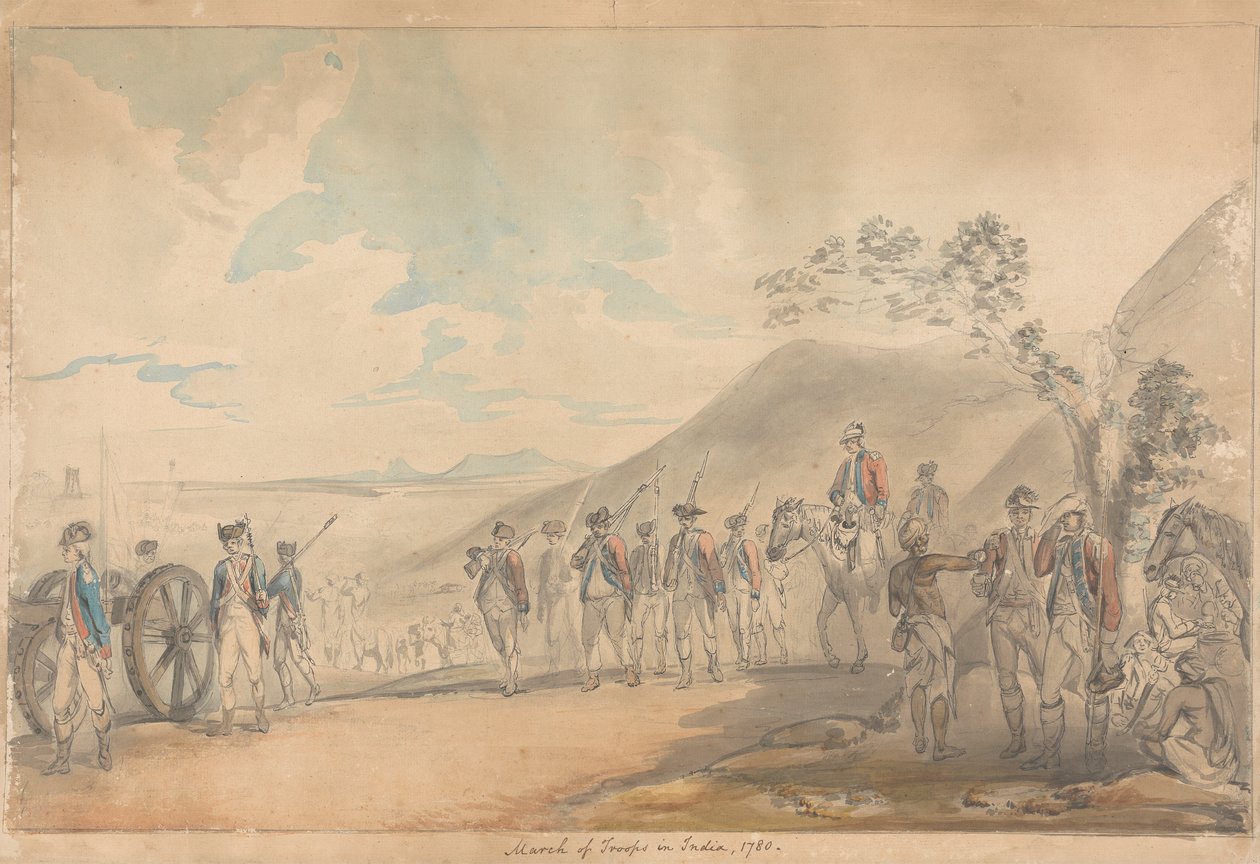 Truppmarsch i Indien av Samuel Davis