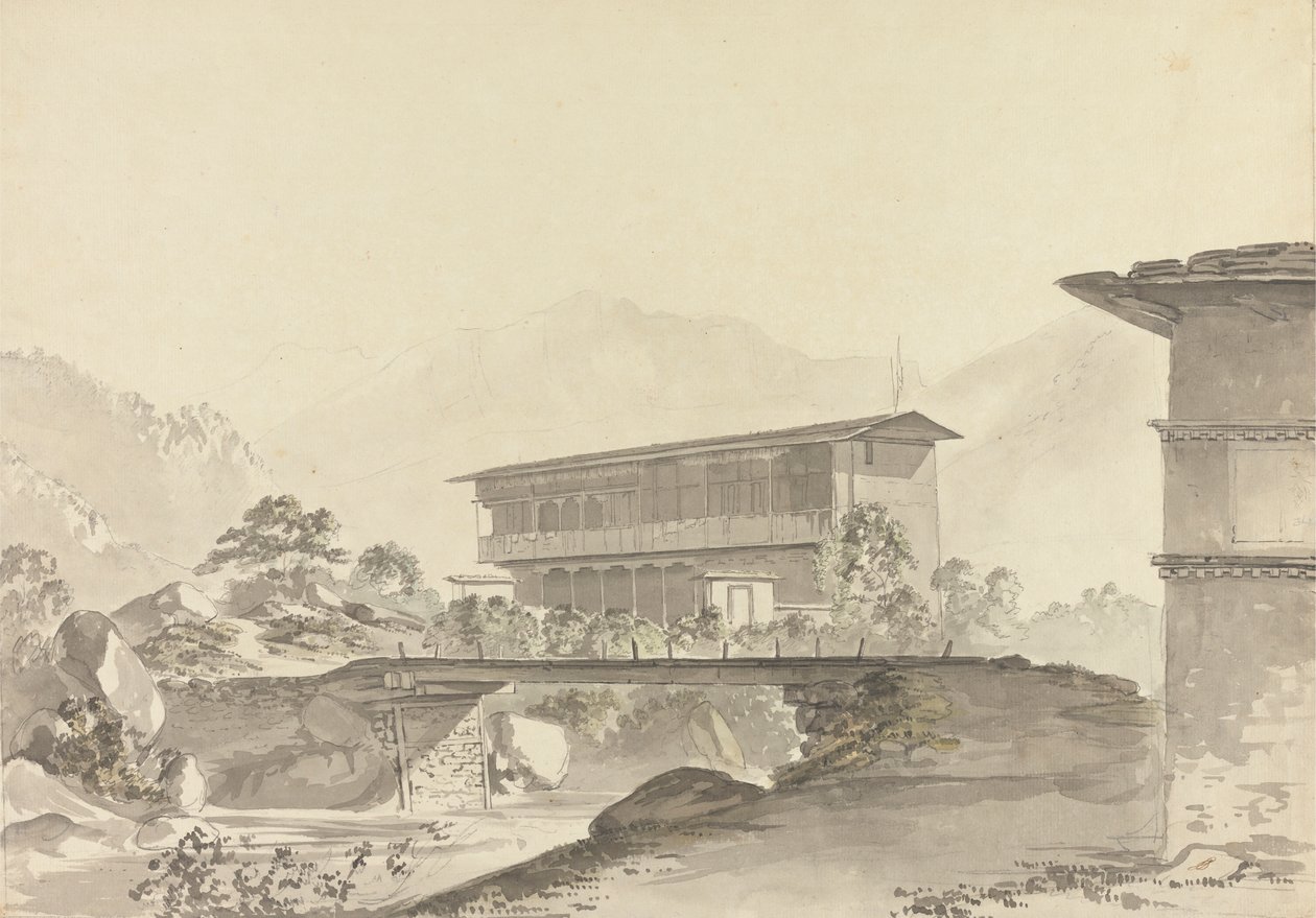 Nära Tassisudon [Tashicho Dzong] av Samuel Davis