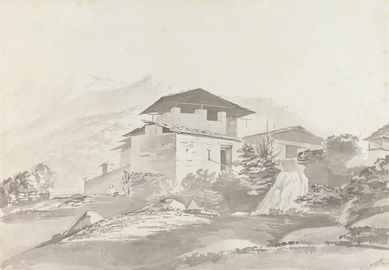 Nära Tassisudon [Tashicho Dzong] av Samuel Davis