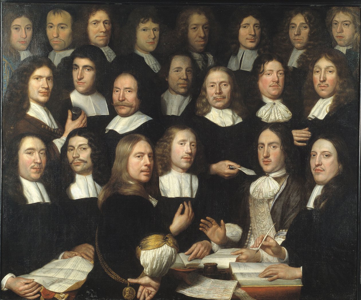 Gruppporträtt av myntmästarna i Dordrecht av Samuel van Hoogstraten